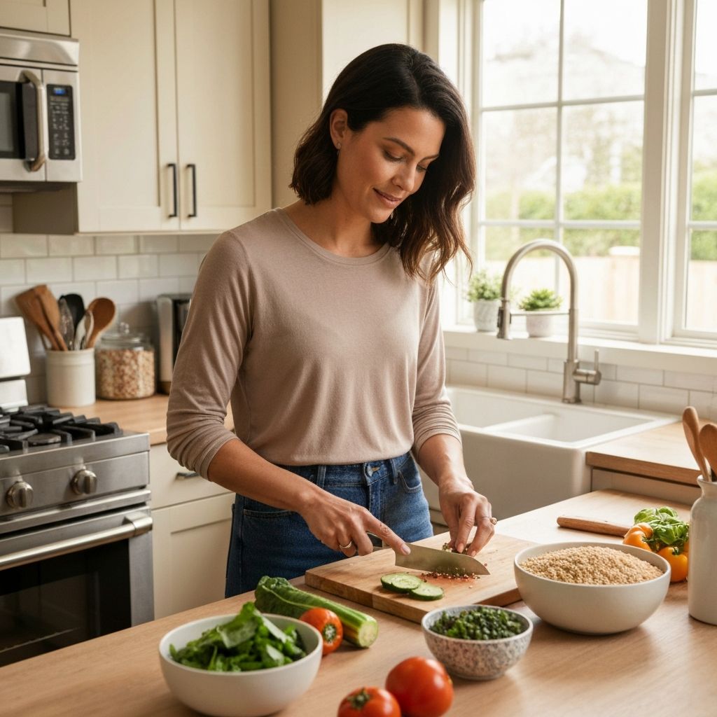 Person preparing healthy meal in kitchen